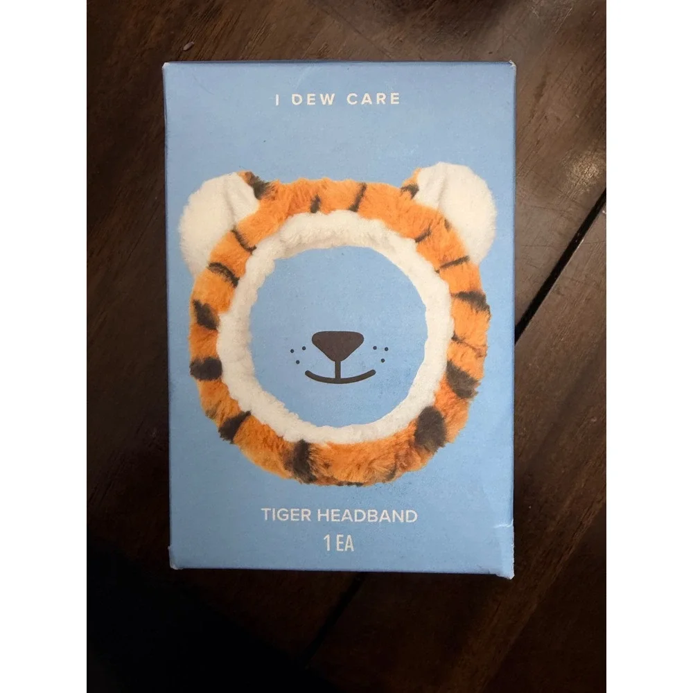 I Dew Care Tiger Headband Orange Black Striped Plush‎ Skincare Makeup Hair Band